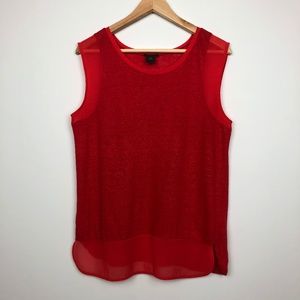 Ann Taylor Red Sleeveless Linen Top Size M